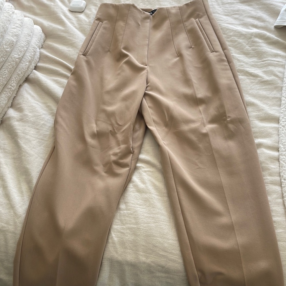 Zara high waisted pants taupe brown